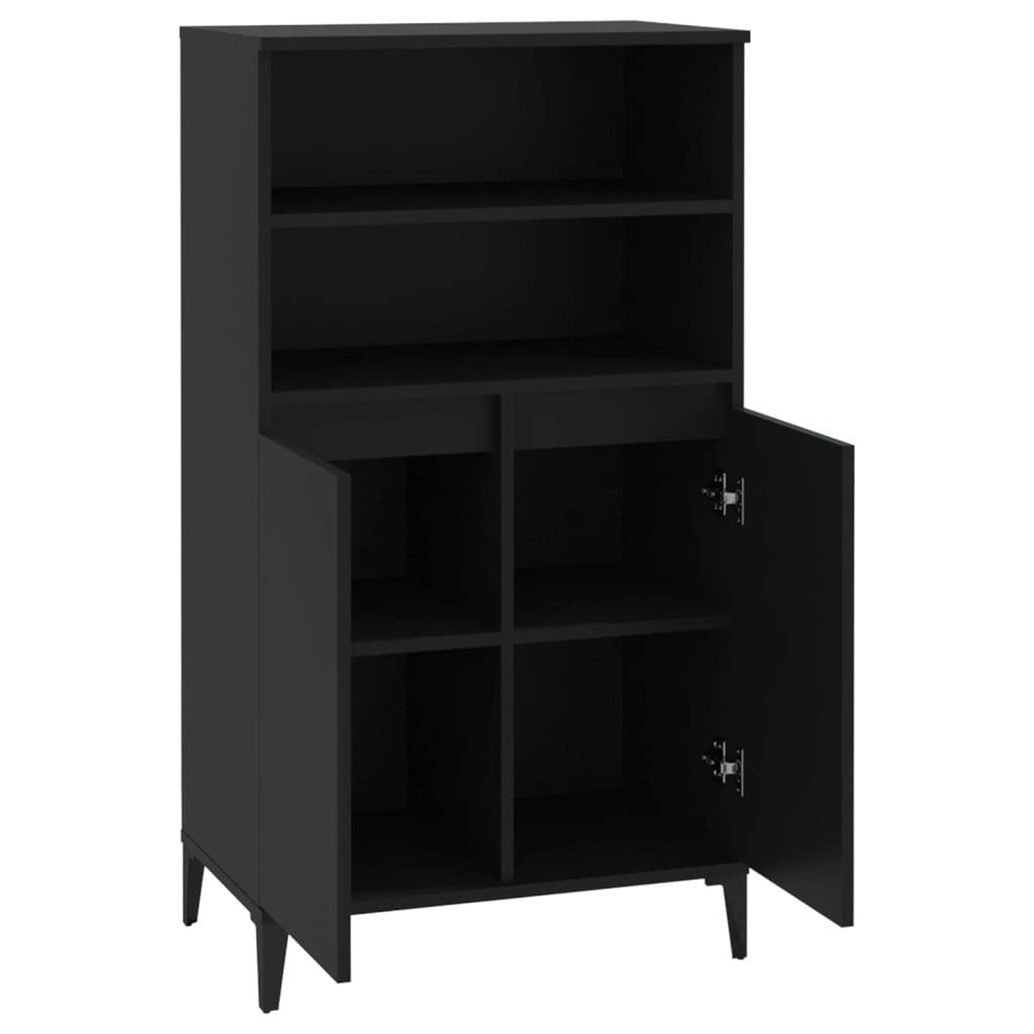 Voir la diapositive 4 : VIDAXL Buffet haut Noir 60x36x110 cm Bois d'ingenierie