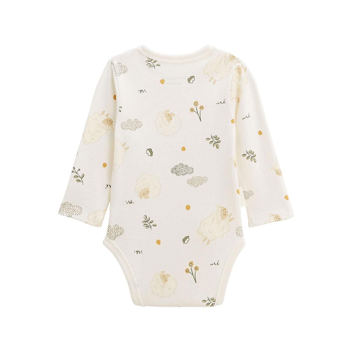 Petit Béguin Lot de 2 bodies bébé manches longues ouverture croisée Câlins