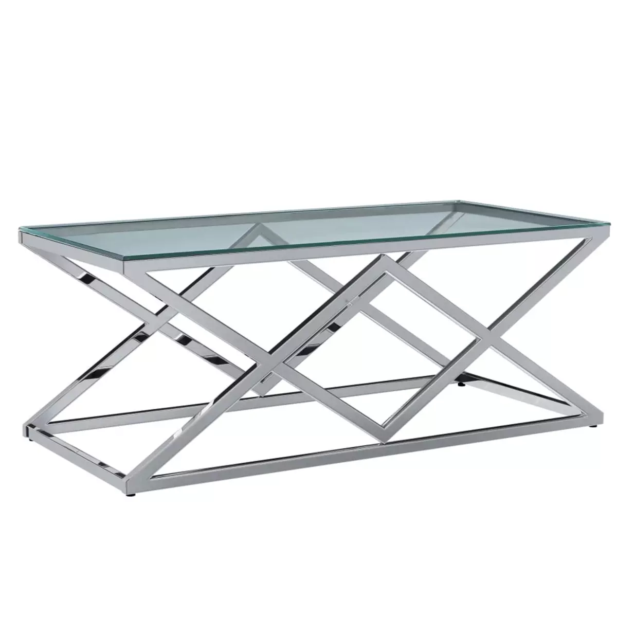 VIDAXL Table basse Transparent 120x60x45 cm Verre trempe et inox