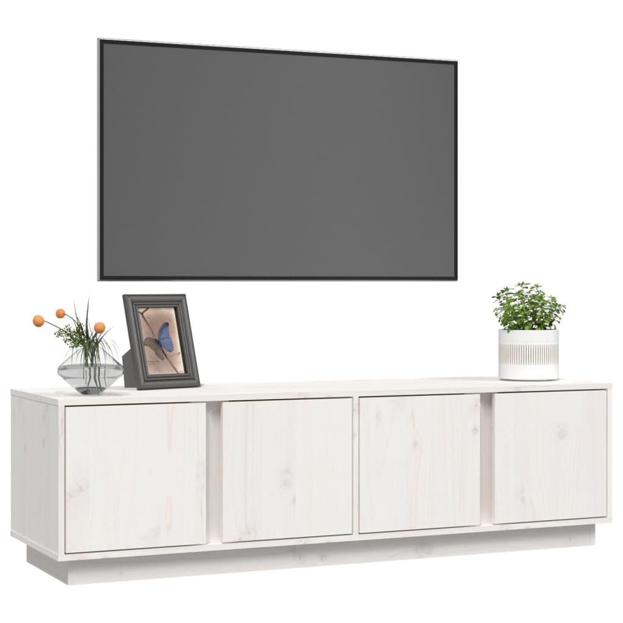 Voir la diapositive 4 : VIDAXL Meuble TV Blanc 140x40x40 cm Bois de pin massif