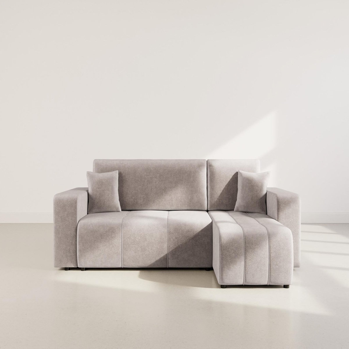 BEST MOBILIER Nicole - canapé d'angle réversible 4 places convertible avec coffre en tissu