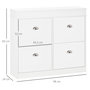 Voir la diapositive 3 : HOMCOM Armoire à chaussures meuble à chaussures rangement pour 32 paires dim. 98L x 24l x 83H cm  4 portes abattantes double niveau MDF blanc