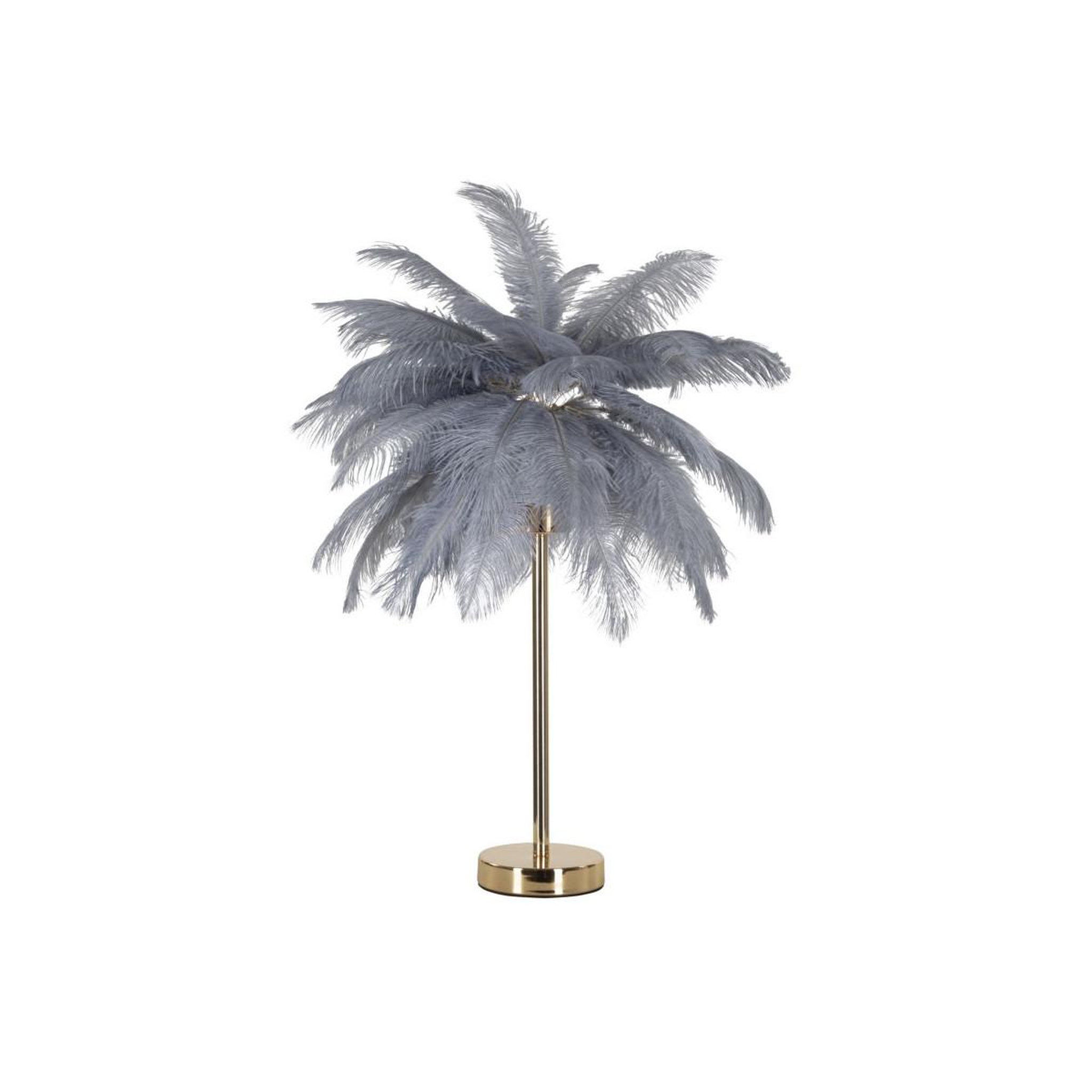 Paris Prix Lampe à poser imitation plume  palm  60cm or & gris
