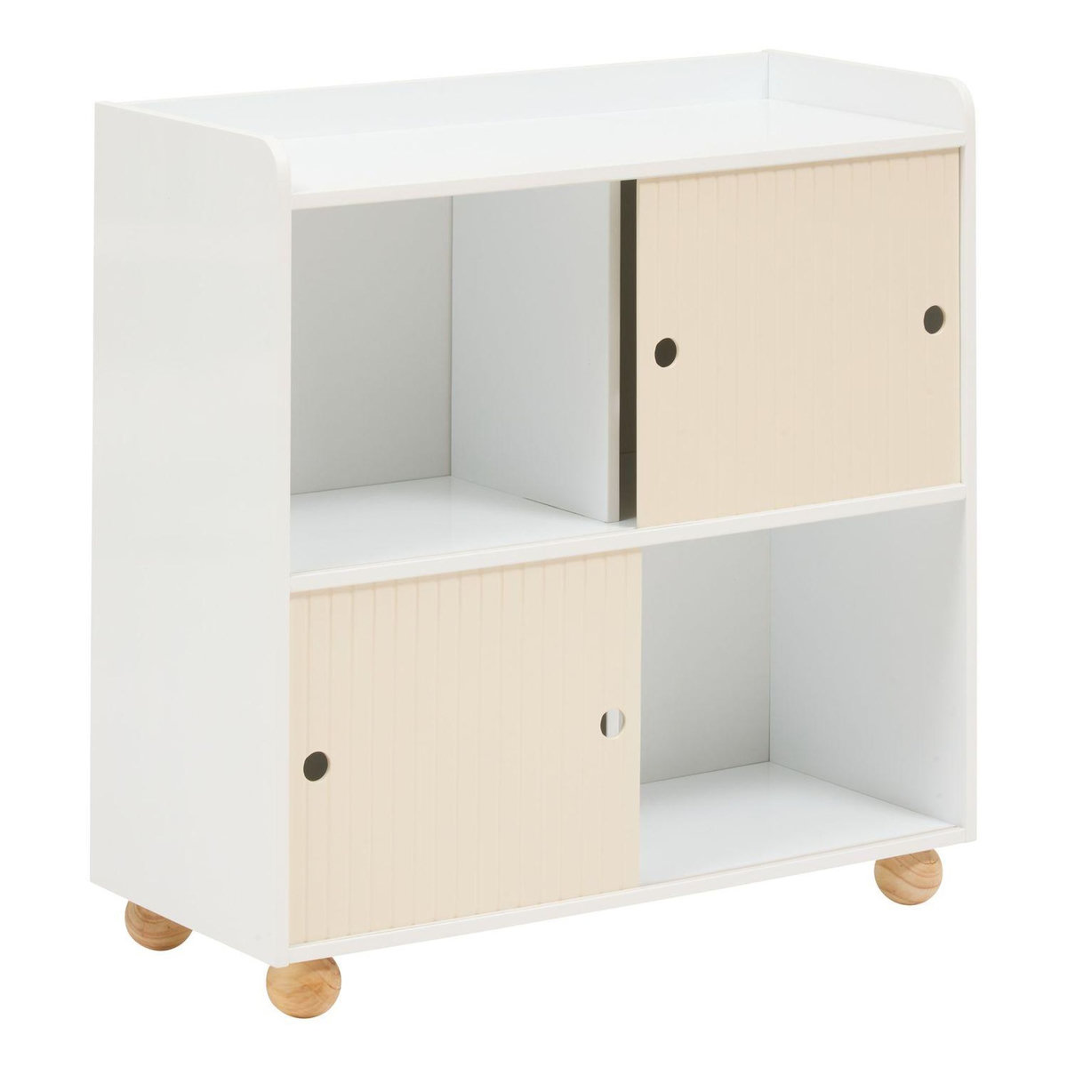 ATMOSPHERA Meuble de rangement enfant 2 portes et 2 niches BOULI - Blanc et beige