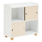 ATMOSPHERA Meuble de rangement enfant 2 portes et 2 niches BOULI - Blanc et beige