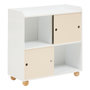 Voir la diapositive 1 : ATMOSPHERA Meuble de rangement enfant 2 portes et 2 niches BOULI - Blanc et beige