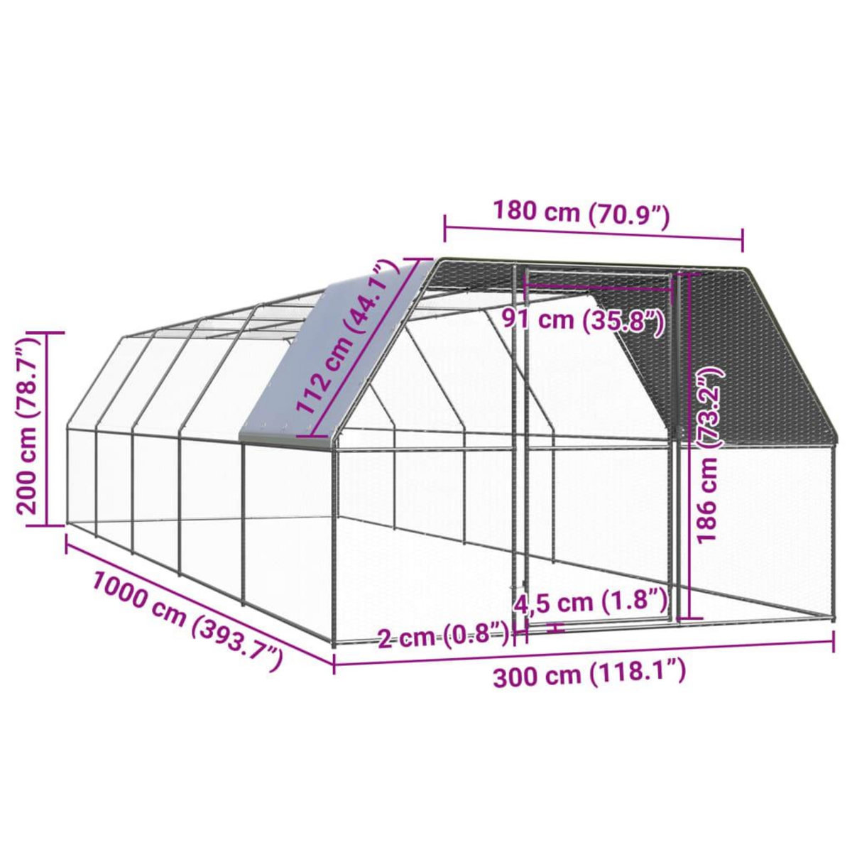 VIDAXL Poulailler d'exterieur 3x10x2 m Acier galvanise