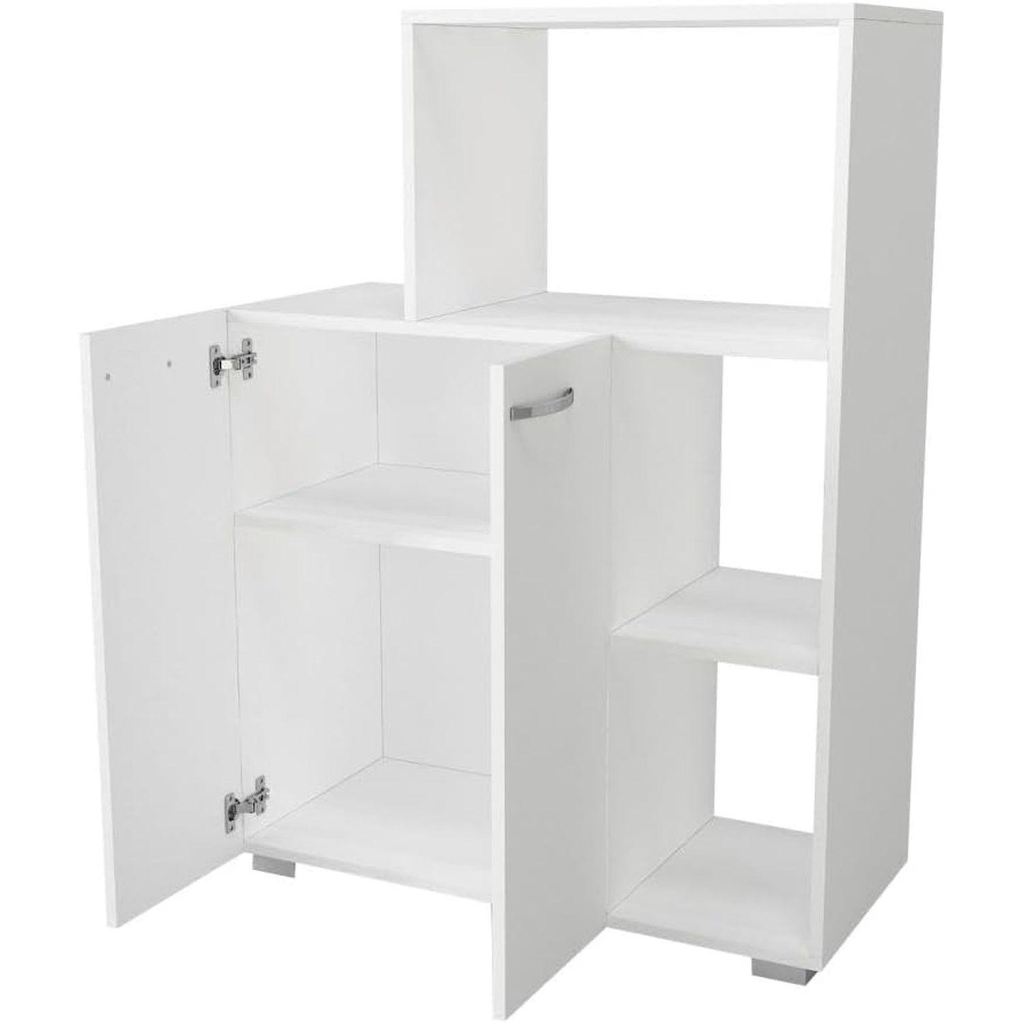 Voir la diapositive 5 : TOILINUX Meuble de rangement cuisine avec niche micro-ondes - blanc