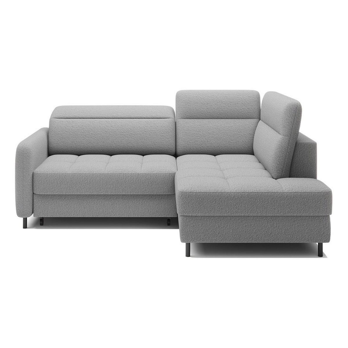 BEST MOBILIER Kalibo - canapé d'angle droit - 5 places - convertible avec coffre et têtières - en tissu bouclette