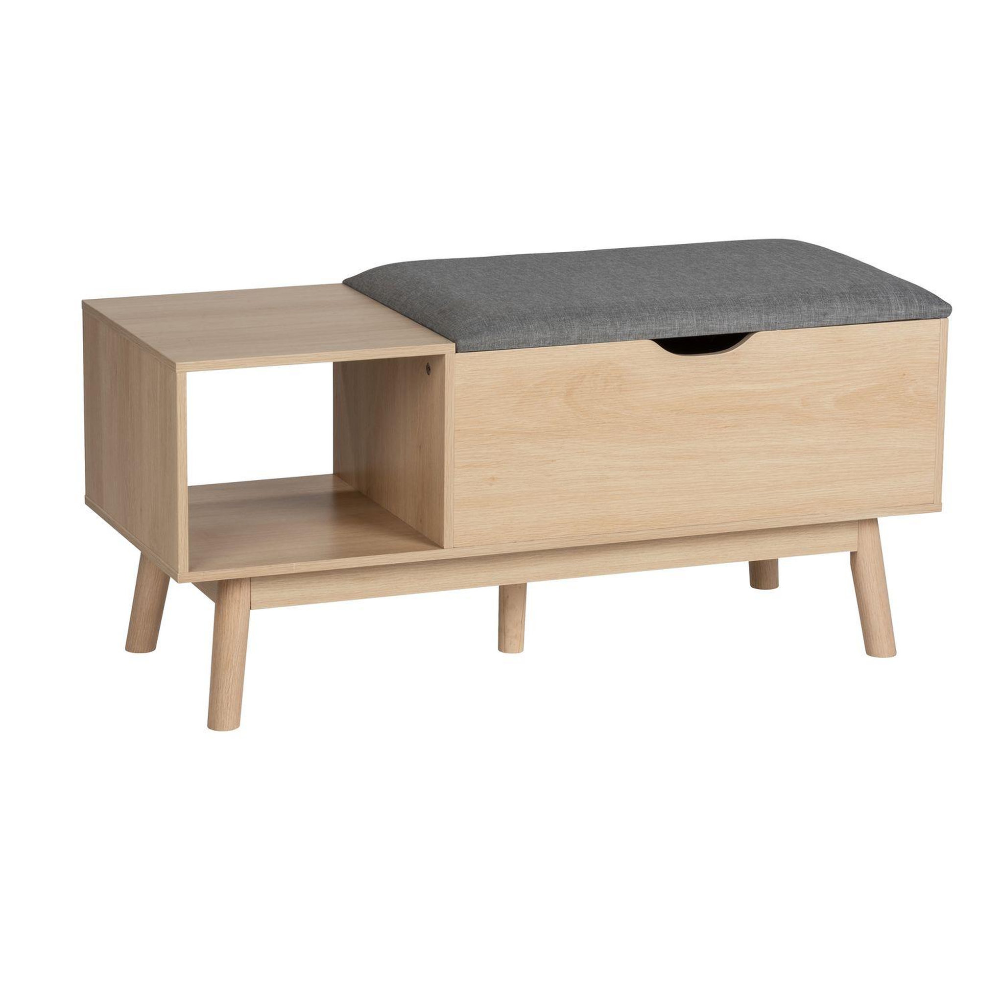 Wenko Banc d'entrée edda avec coffre de rangement et niche ouverte - gris et bois
