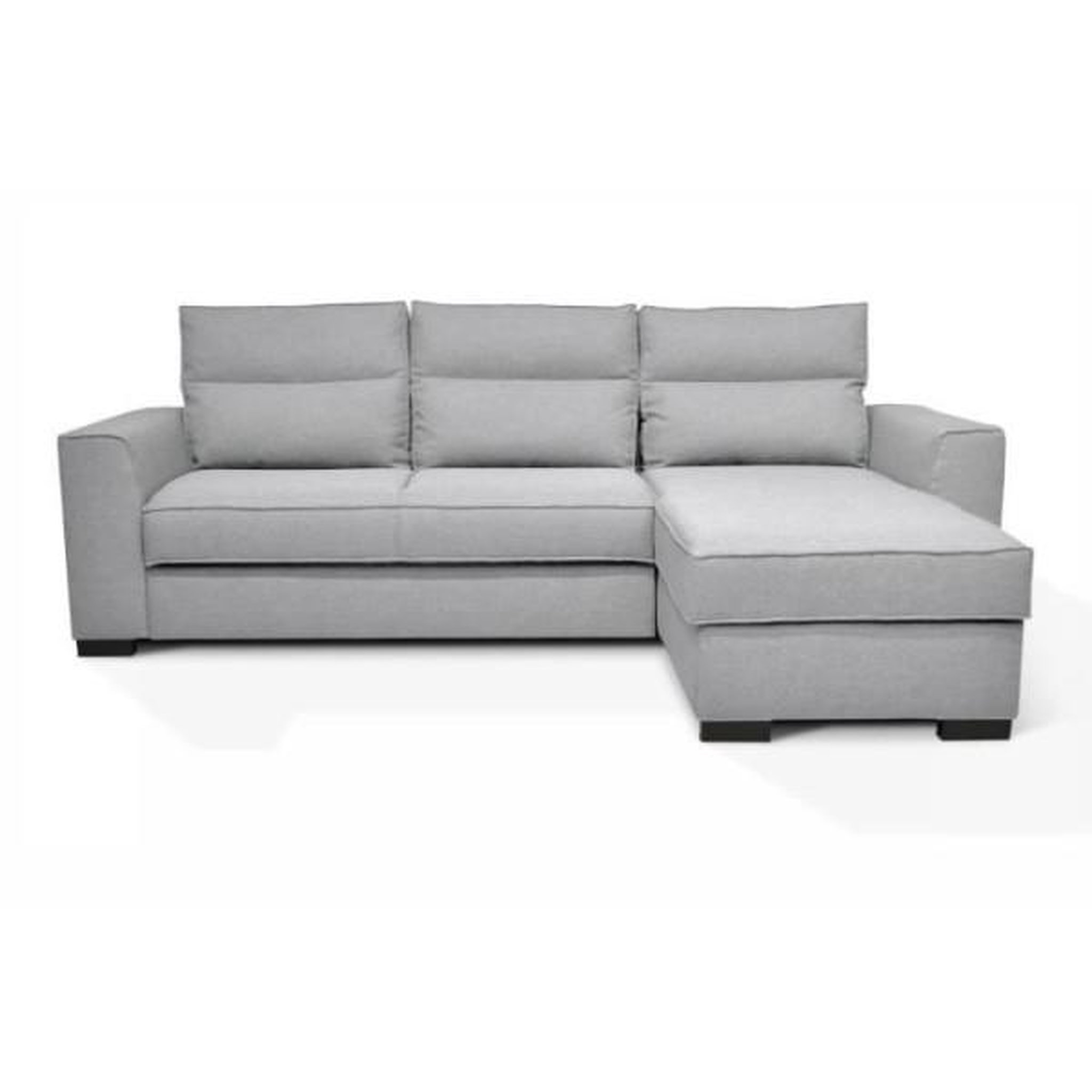Voir la diapositive 1 : MARKET24 Canapé angle convertible réversible 4 places MONTREAL - Tissu gris clair - L 247 x P 158 x H 92 cm - Fabriqué en France - HEX