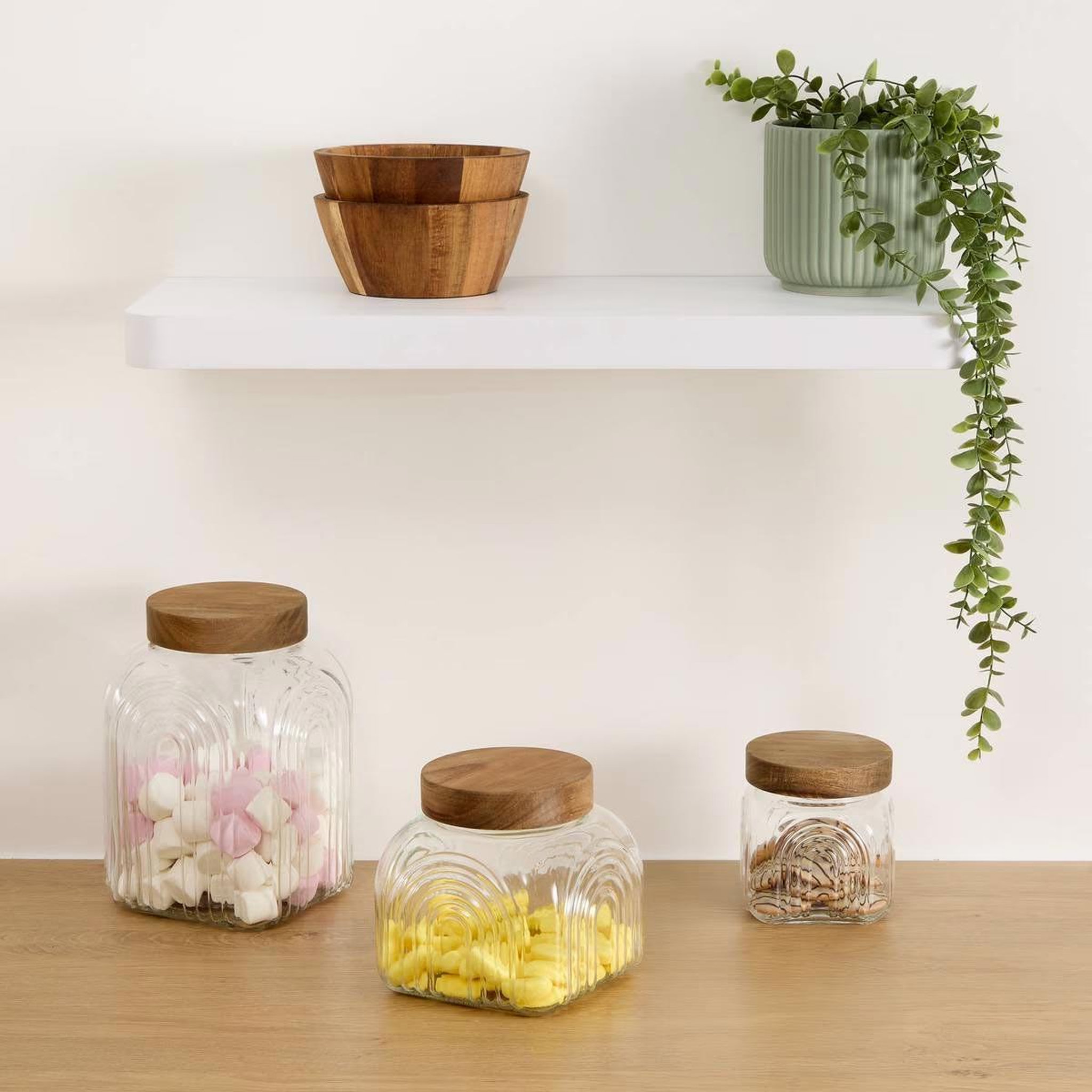 Voir la diapositive 3 : FIVE Bocal de conservation en verre  arche  1l transparent