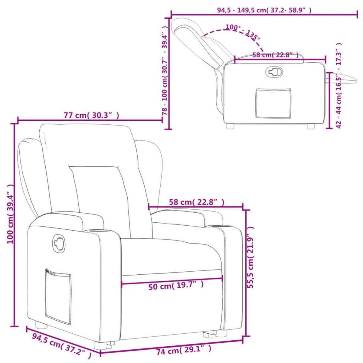 VIDAXL Fauteuil inclinable marron similicuir