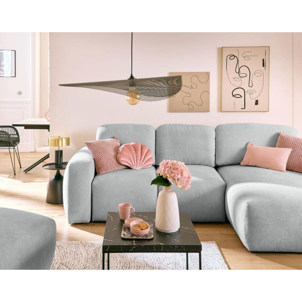 LISA DESIGN Sorrente - canapé d'angle réversible - convertible avec coffre - 4 places - en tissu texturé