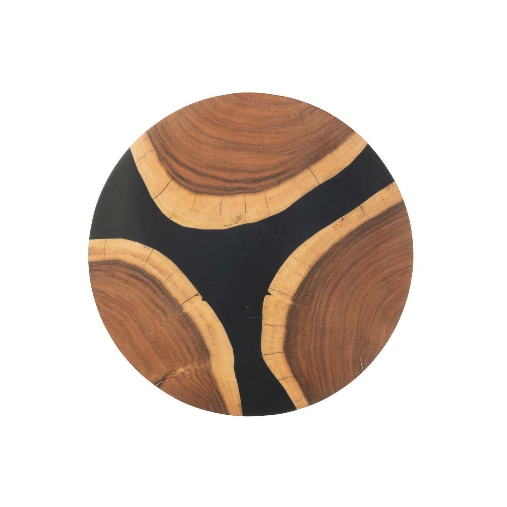 Voir la diapositive 2 : J-LINE Planche à découper ronde en bois  douglas  41cm naturel & noir