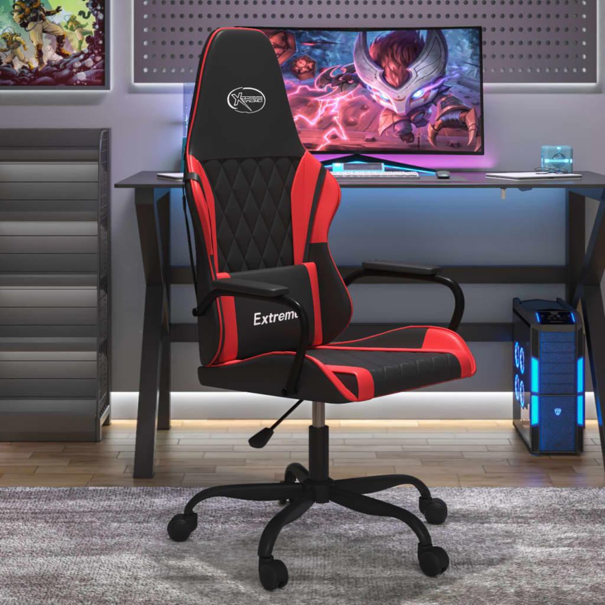 VIDAXL Chaise de jeu Noir et rouge Similicuir