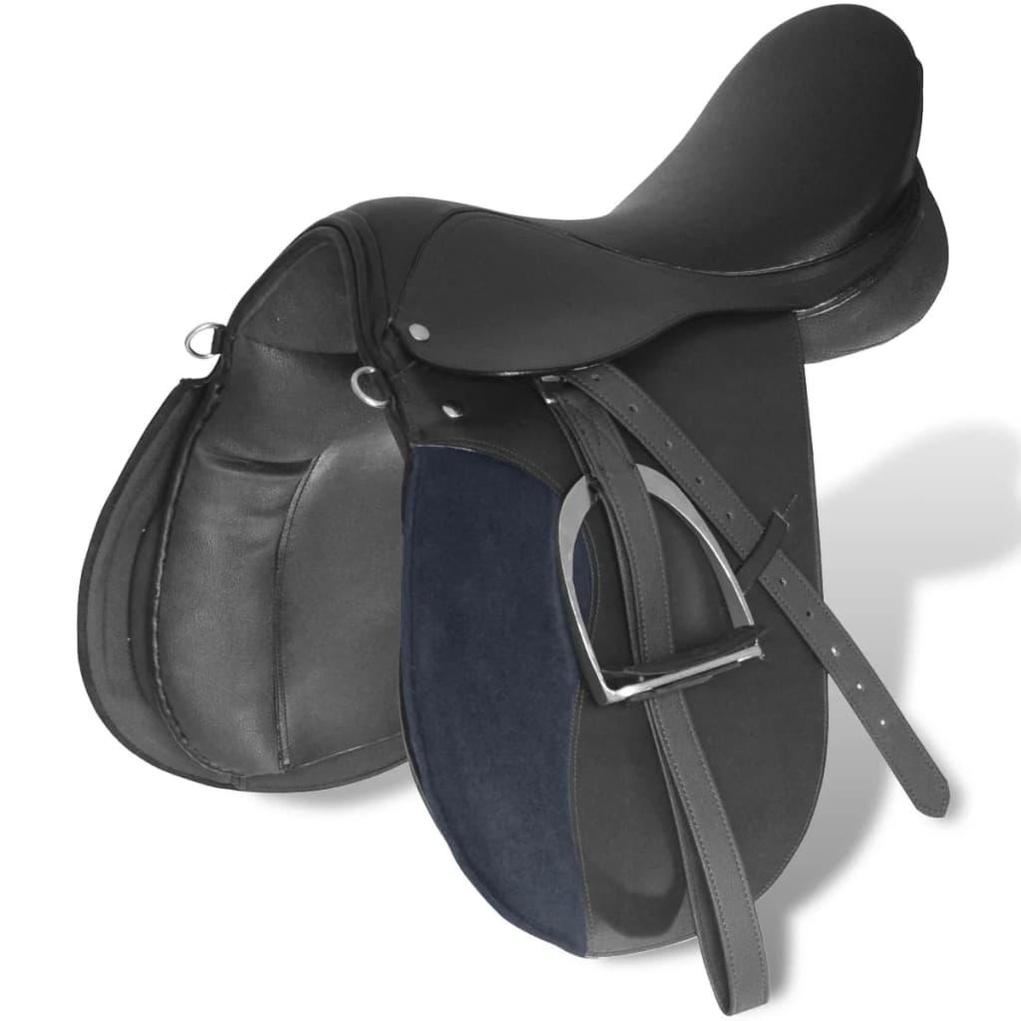 Voir la diapositive 2 : VIDAXL Set de selle equitation 17,5  en cuir veritable 18 cm 5 en 1 noir