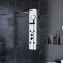 Aurlane Colonnne de douche hydromassante - 125x25x7cm - verre blanc 6mm - accessoires noir mat - EPSILON 2