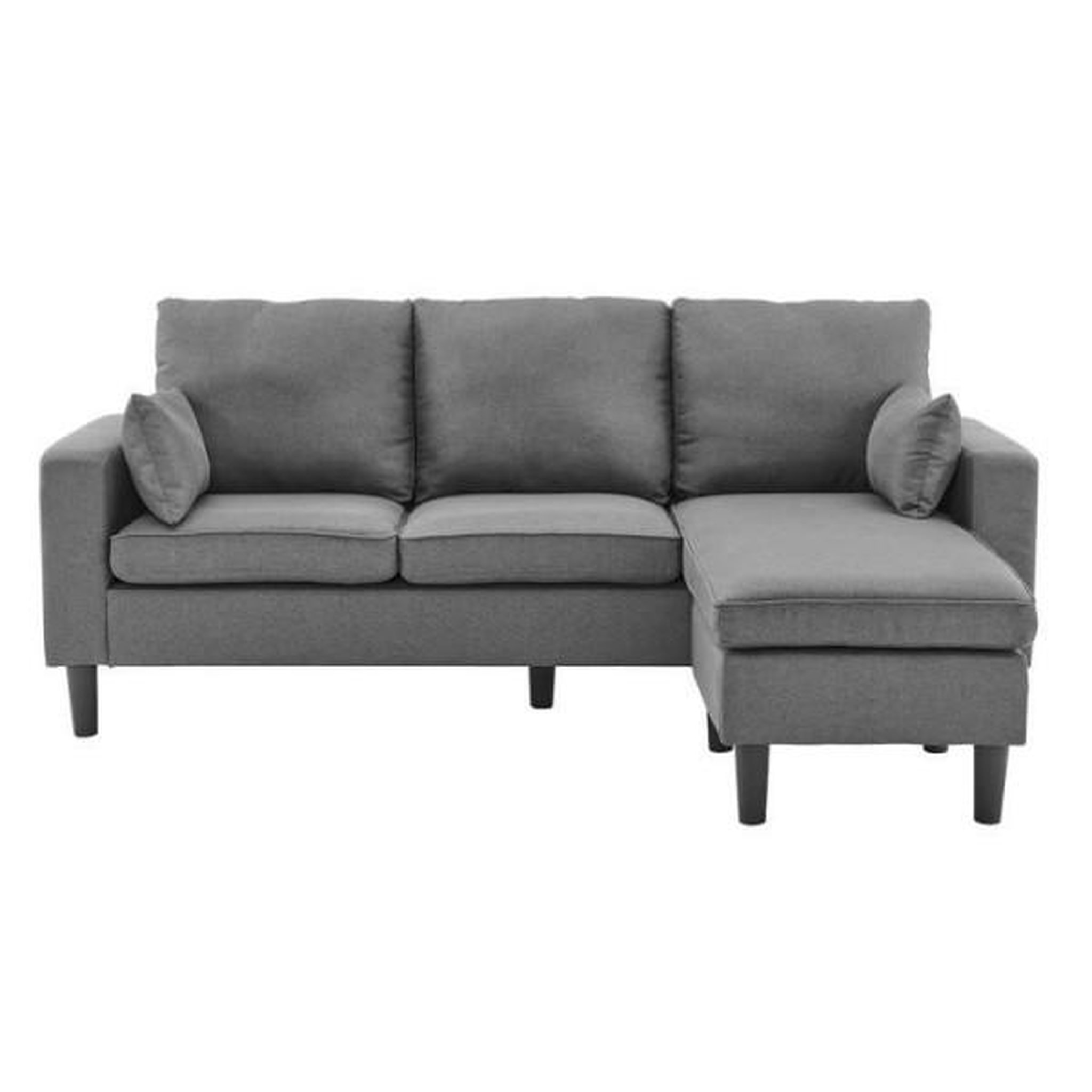 Voir la diapositive 1 : MARKET24 Canapé d'angle fixe réversible Boston - Tissu Gris foncé - L 194 x P 139 x H 83 cm