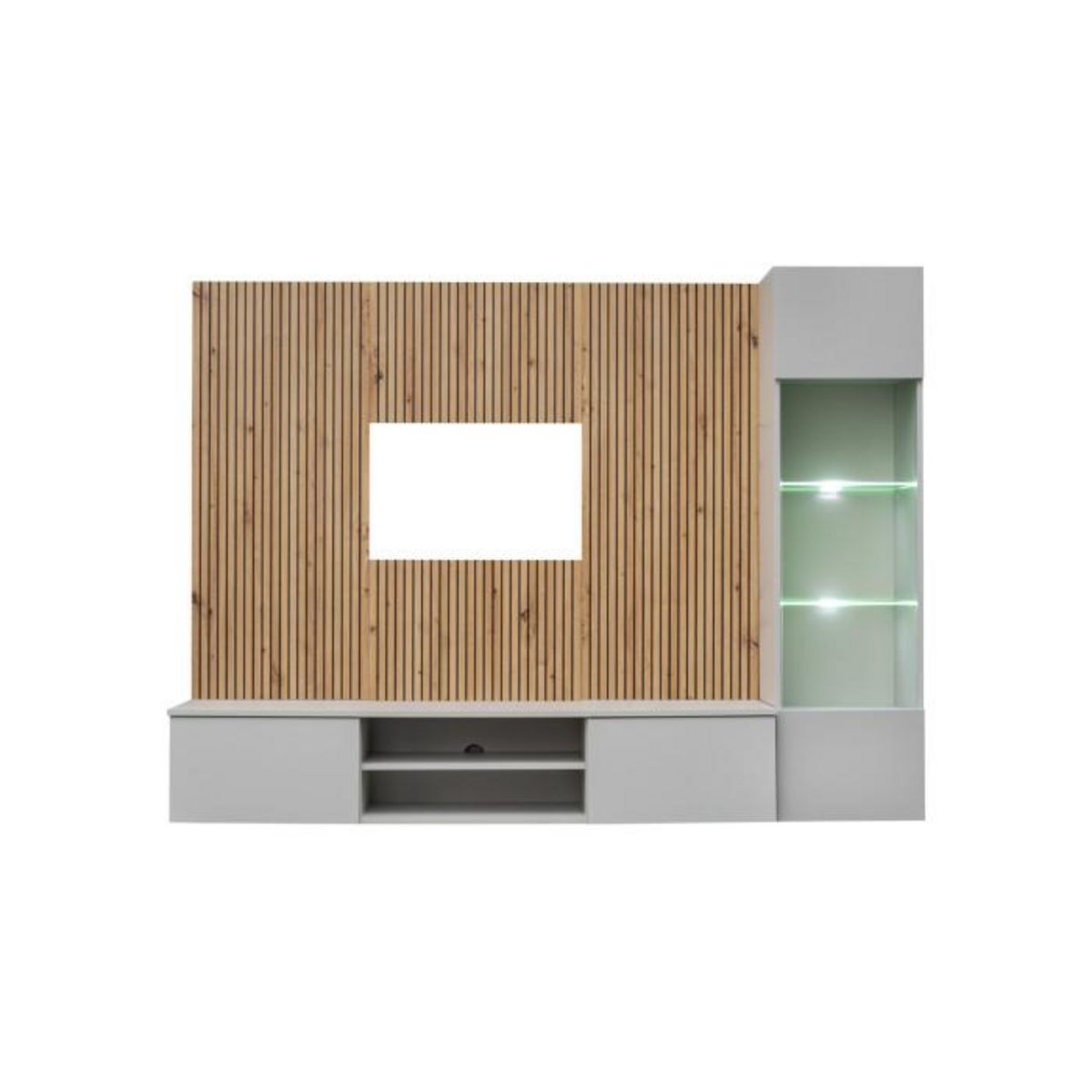 Paris Prix Ensemble Meuble TV Rayure  Xari  200cm Naturel & Gris