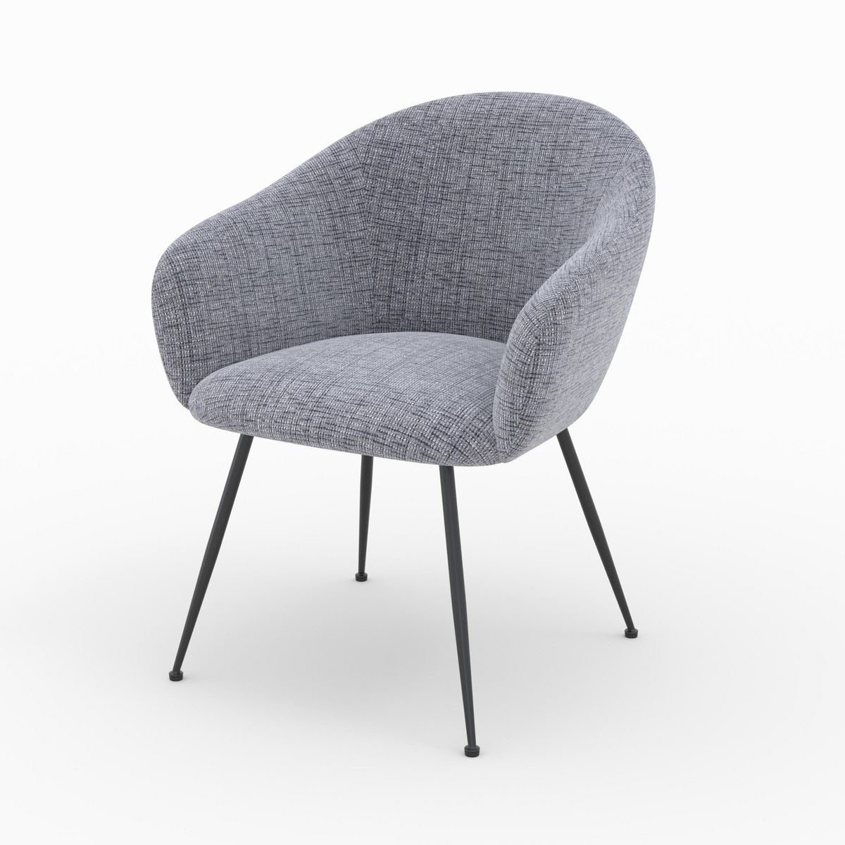 Rendez vous déco Fauteuil en tissu blanc chiné et pieds en métal noir - Socky