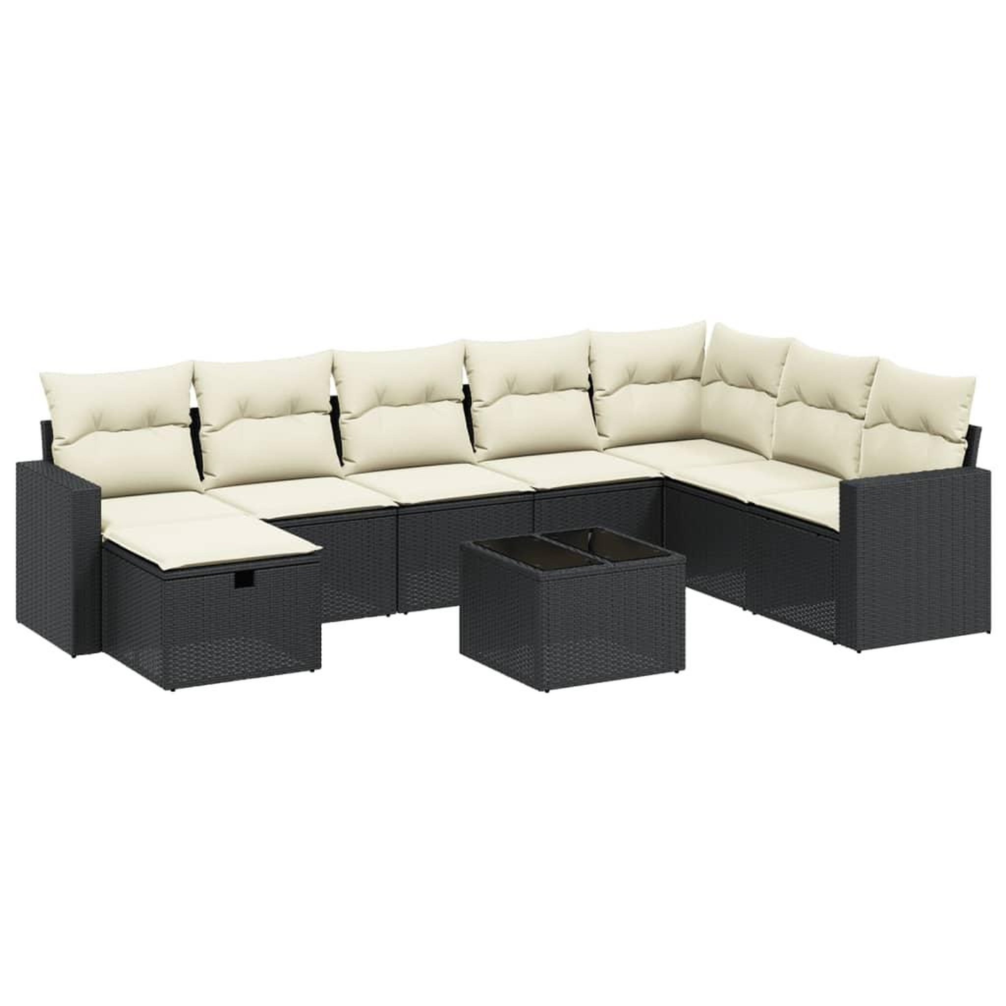 Voir la diapositive 2 : VIDAXL Salon de jardin 9 pcs avec coussins noir resine tressee