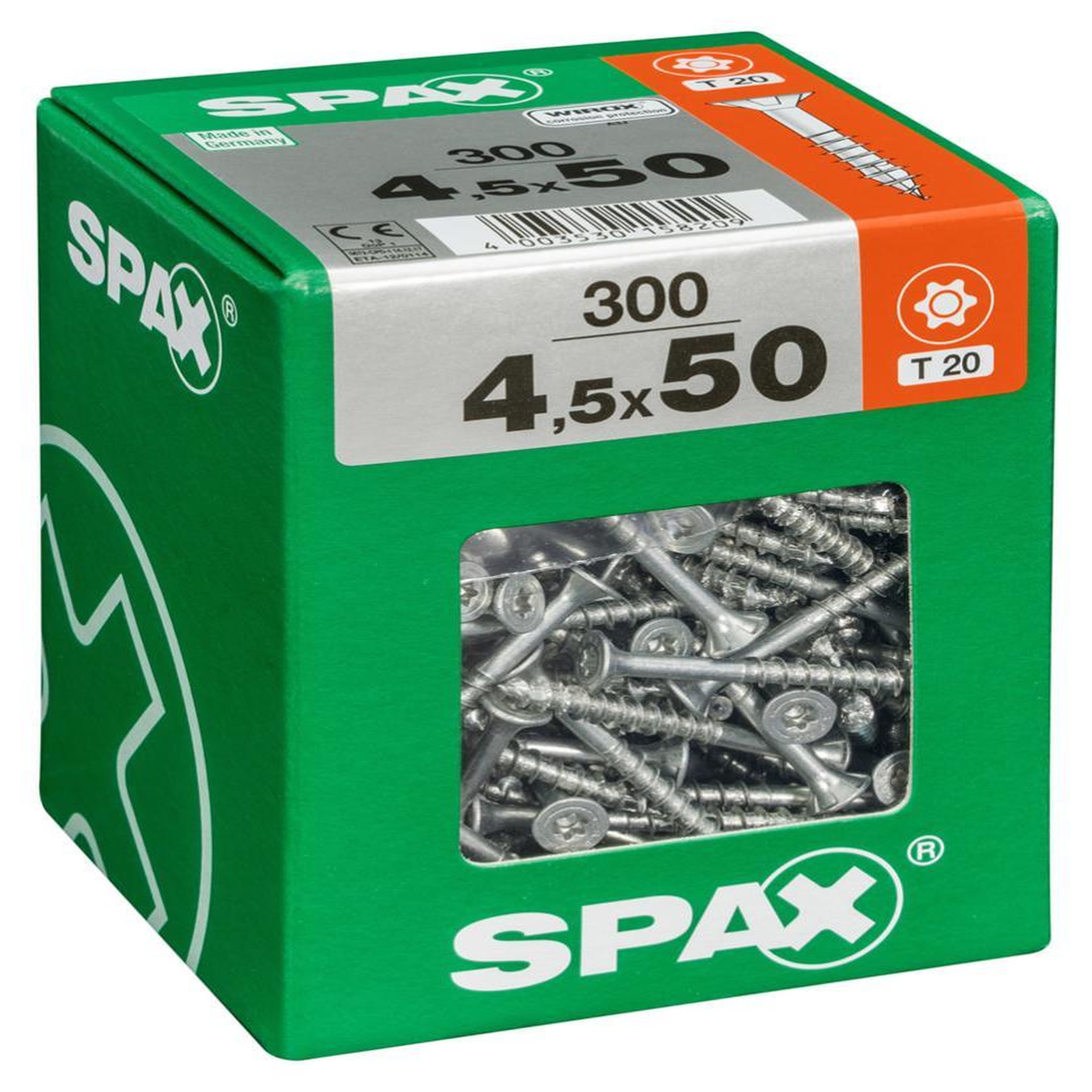 CENTRALE BRICO Lot de 300 vis acier tête fraisée torx SPAX, Diam.4.5 mm x L.50 mm