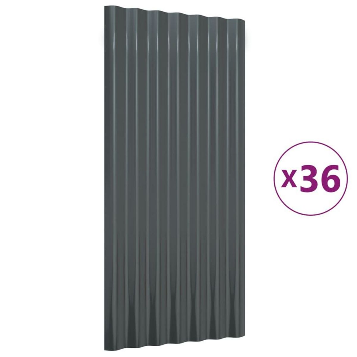 VIDAXL Panneaux de toiture 36 pcs Acier Anthracite 80x36 cm