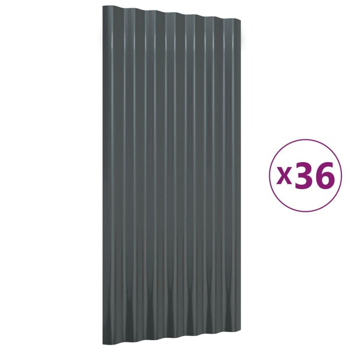 VIDAXL Panneaux de toiture 36 pcs Acier Anthracite 80x36 cm