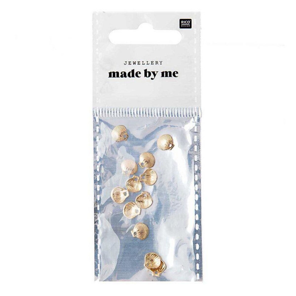 RICO DESIGN 12 Perles - Mini coquillages - Doré