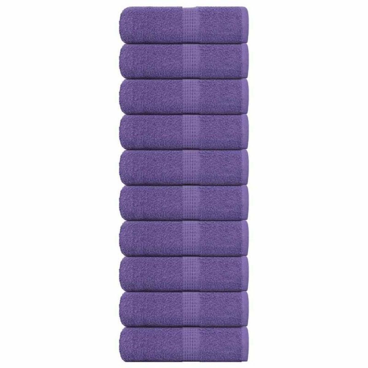 VIDAXL Serviettes d invité 10 pcs violet 30x50 cm 360 g m² 100% coton