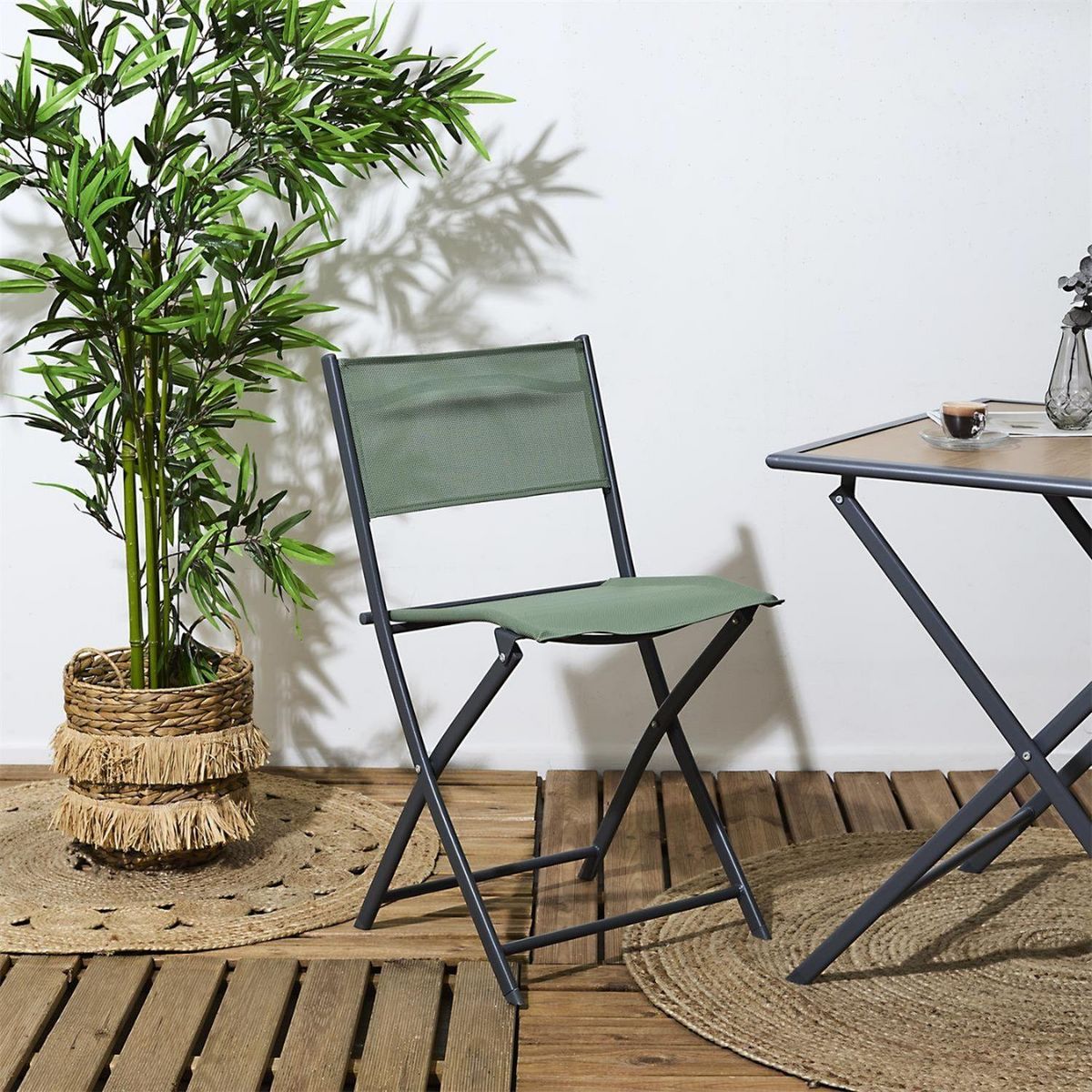 TOILINUX Lot de 4 Chaises pliantes d'extérieur Elba