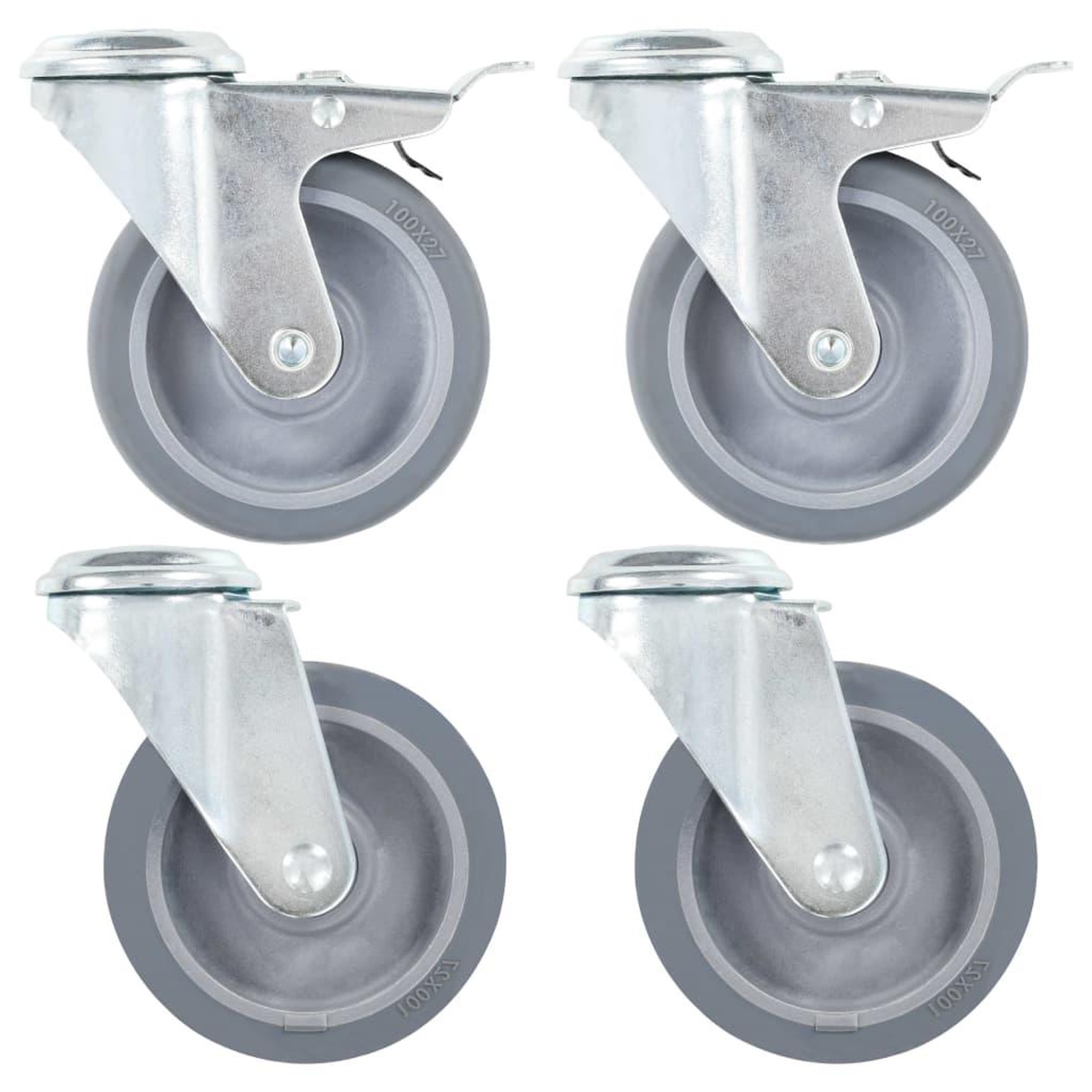 Voir la diapositive 1 : VIDAXL 4 pcs Roulettes pivotantes a trou de boulon 100 mm