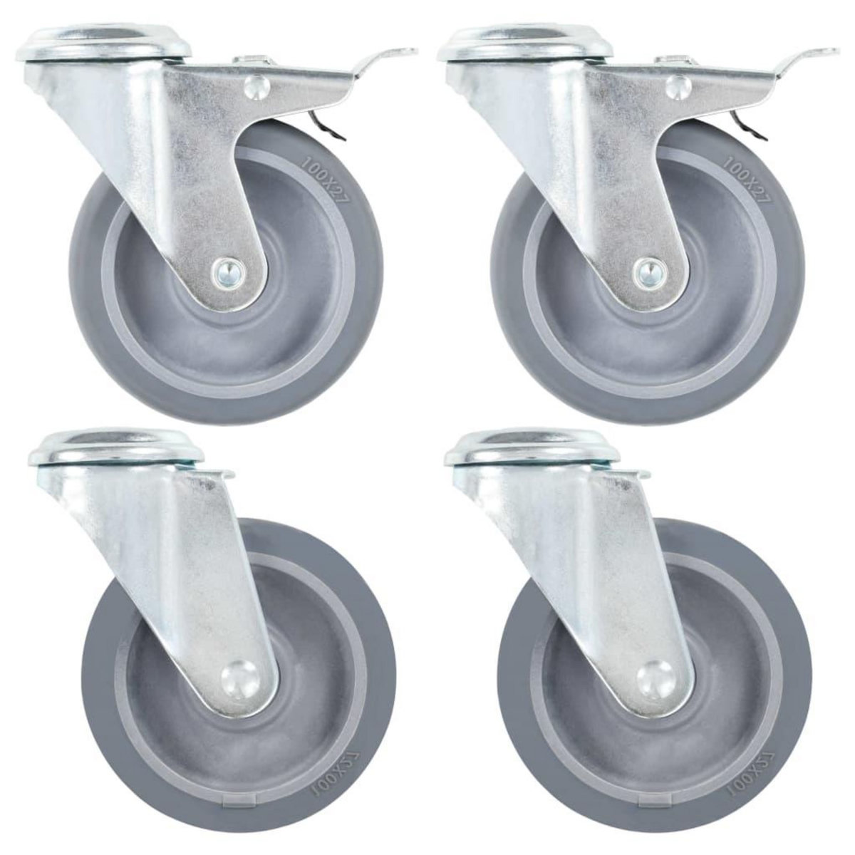 VIDAXL 4 pcs Roulettes pivotantes a trou de boulon 100 mm