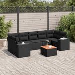 VIDAXL Salon de jardin 8 pcs avec coussins noir resine tressee