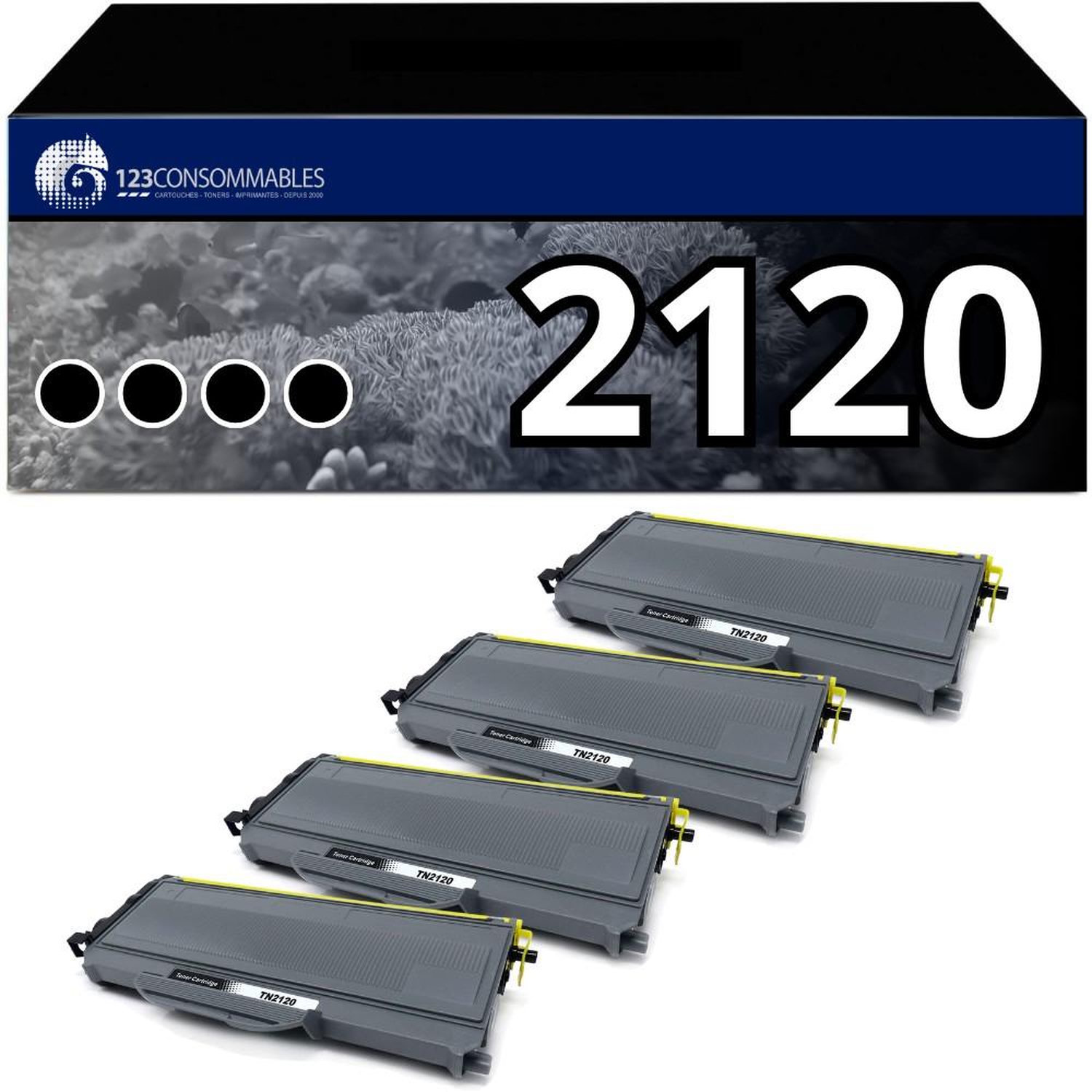 Pack de 4 toners compatible BROTHER TN2120 Neuf - vue 3