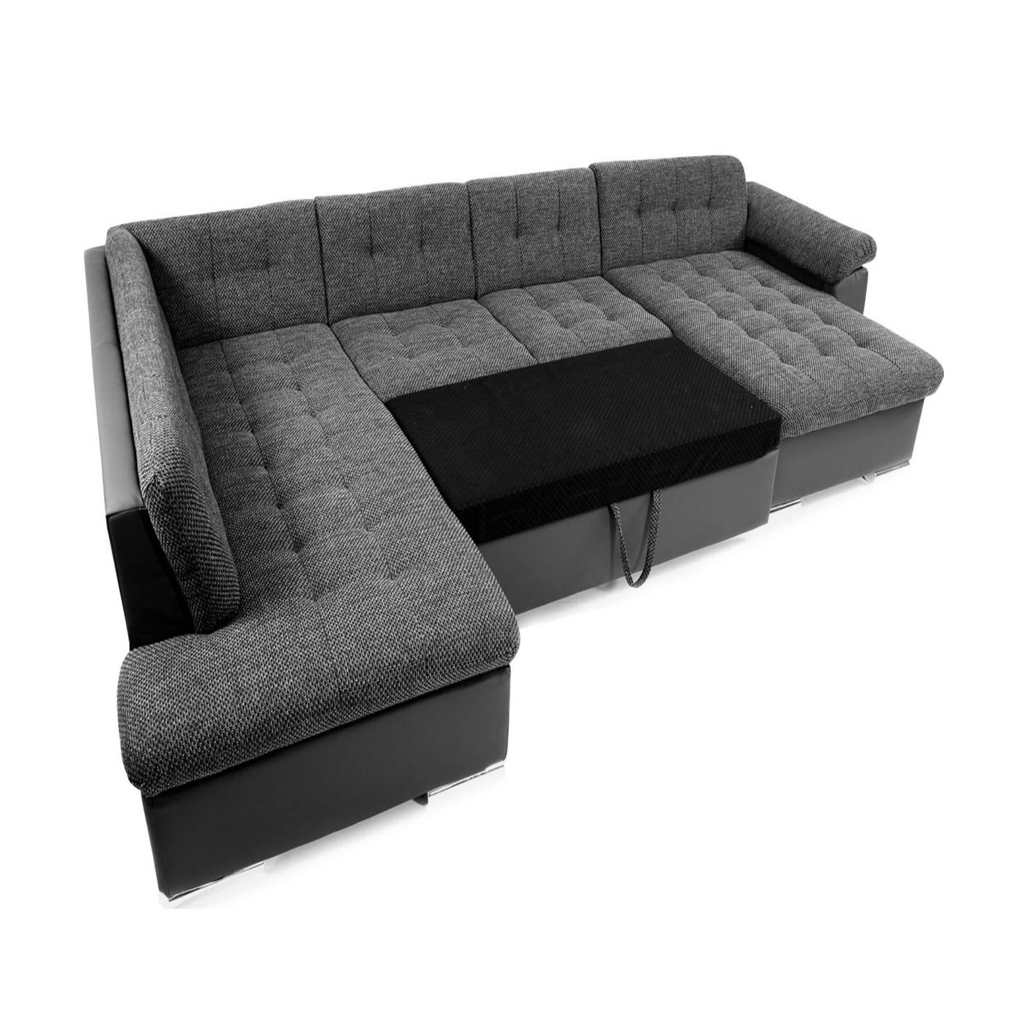 Voir la diapositive 2 : BEST MOBILIER Chuck - canapé panoramique xxl - convertible avec coffre - 7 places - gauche