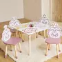 SWEEEK Table pour enfant avec pot à crayon + 4 chaises Madame Princesse collection Monsieur Madame