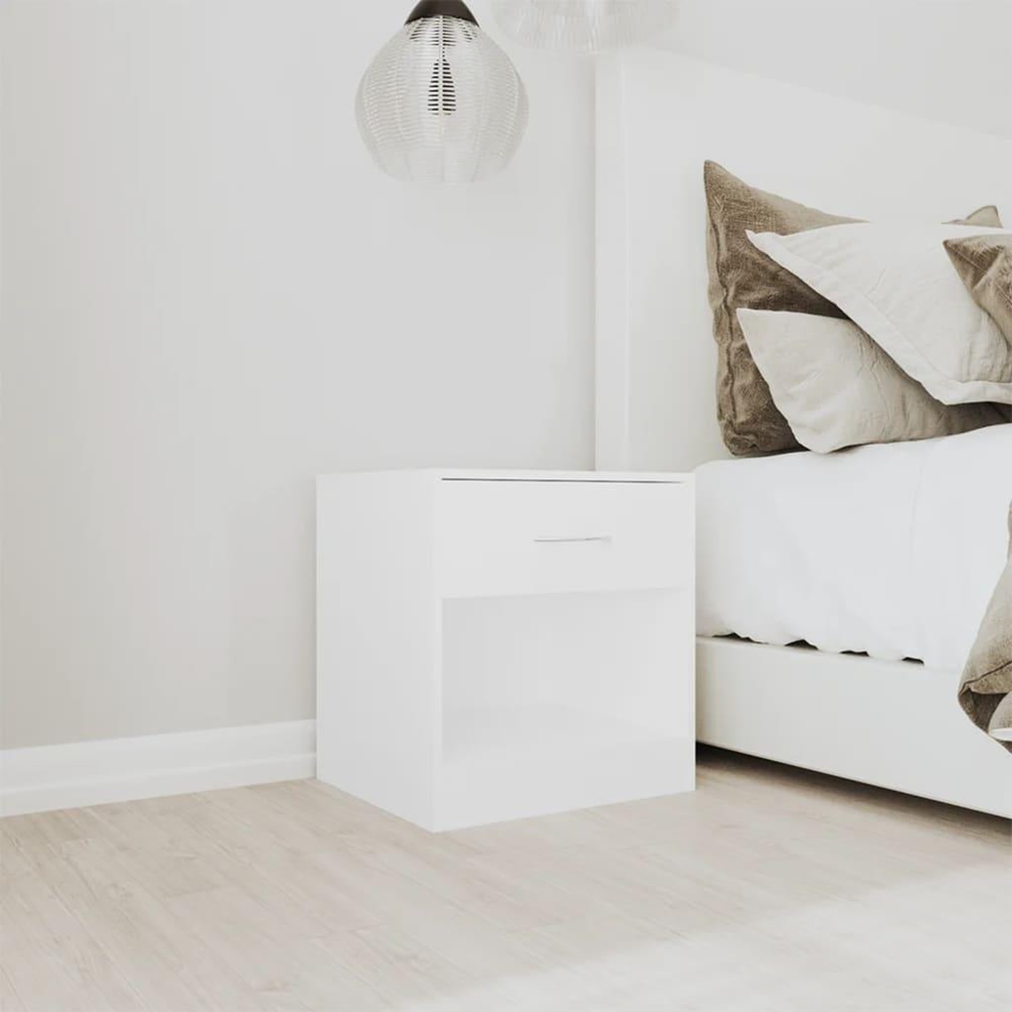 Voir la diapositive 3 : VIDAXL Table de chevet 2 pcs avec tiroir Blanc