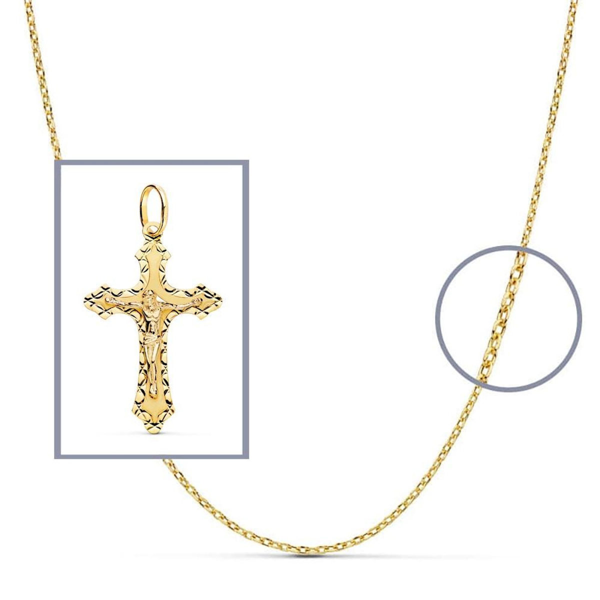 L'ATELIER D'AZUR Pendentif  - Médaille Christ sur la Croix Or 18 Carats 750 Jaune - Chaine Offerte
