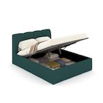 CONCEPT USINE Lit nuage coffre 160x200cm velours vert BALTIMORE