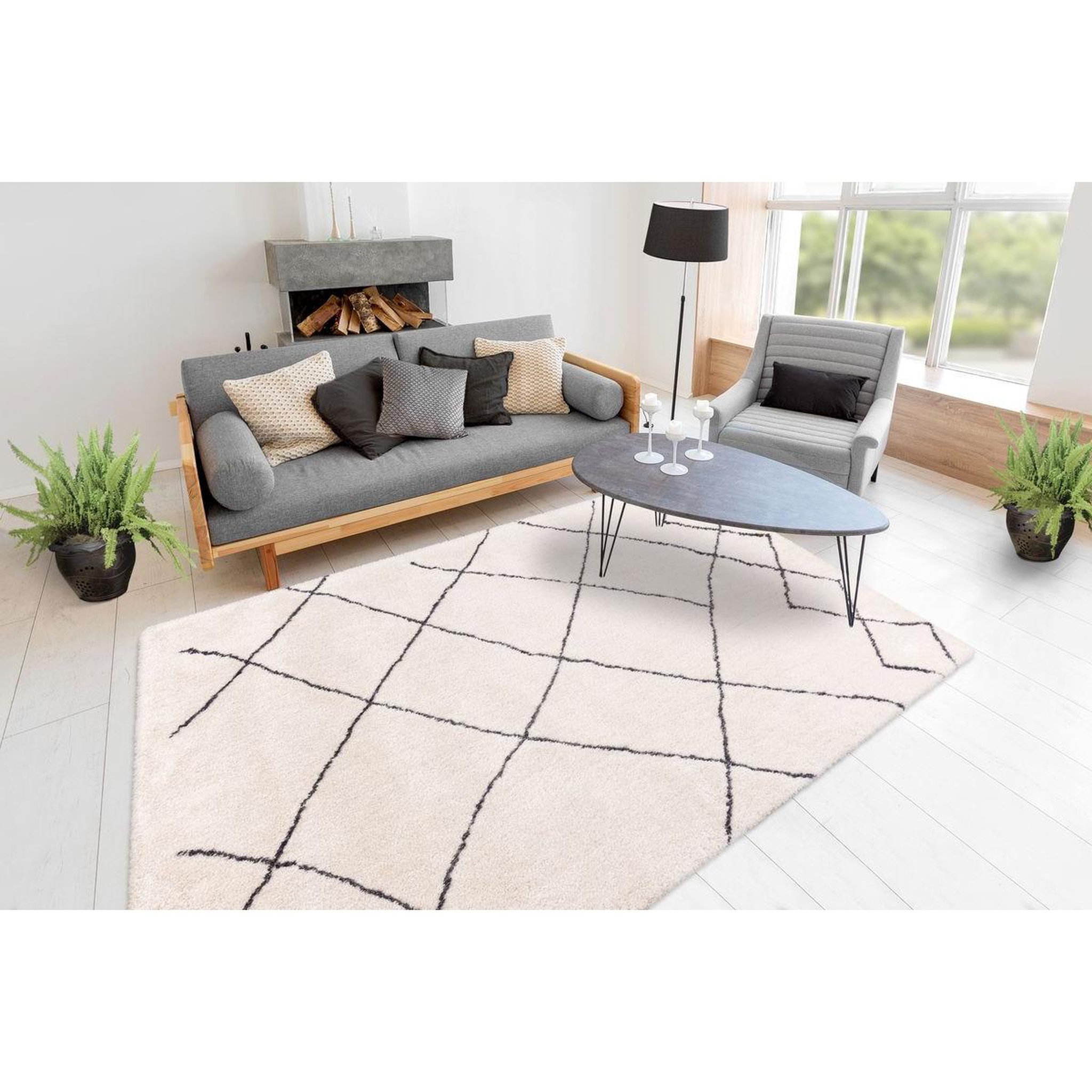 Voir la diapositive 2 : Paris Prix Tapis géométrique  orlando  ivoire