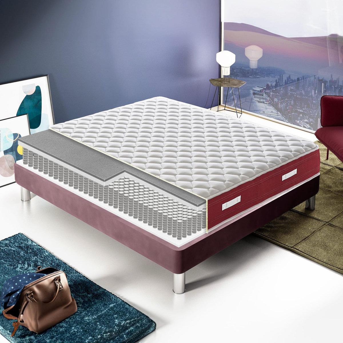ILOVESLEEP Matelas Ressorts Ensachés DOMY  - Epaisseur 21 Cm