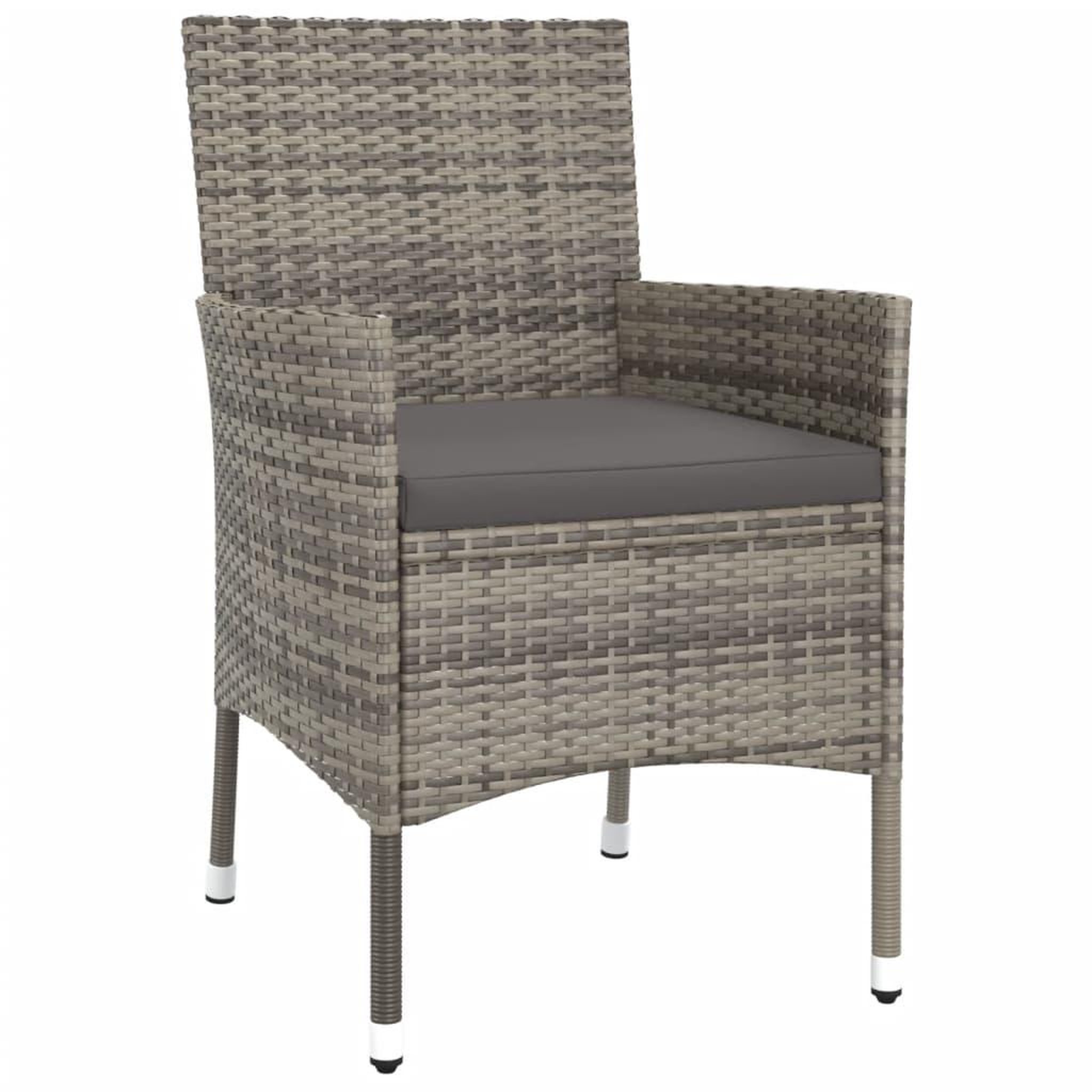 Voir la diapositive 4 : VIDAXL Ensemble de bistro de jardin 5 pcs coussins gris poly rotin
