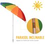 OUTSUNNY Parasol inclinable rond Ø 220 cm tissu polyester haute densité anti-UV mât démontable alu sac de transport inclu multicolore