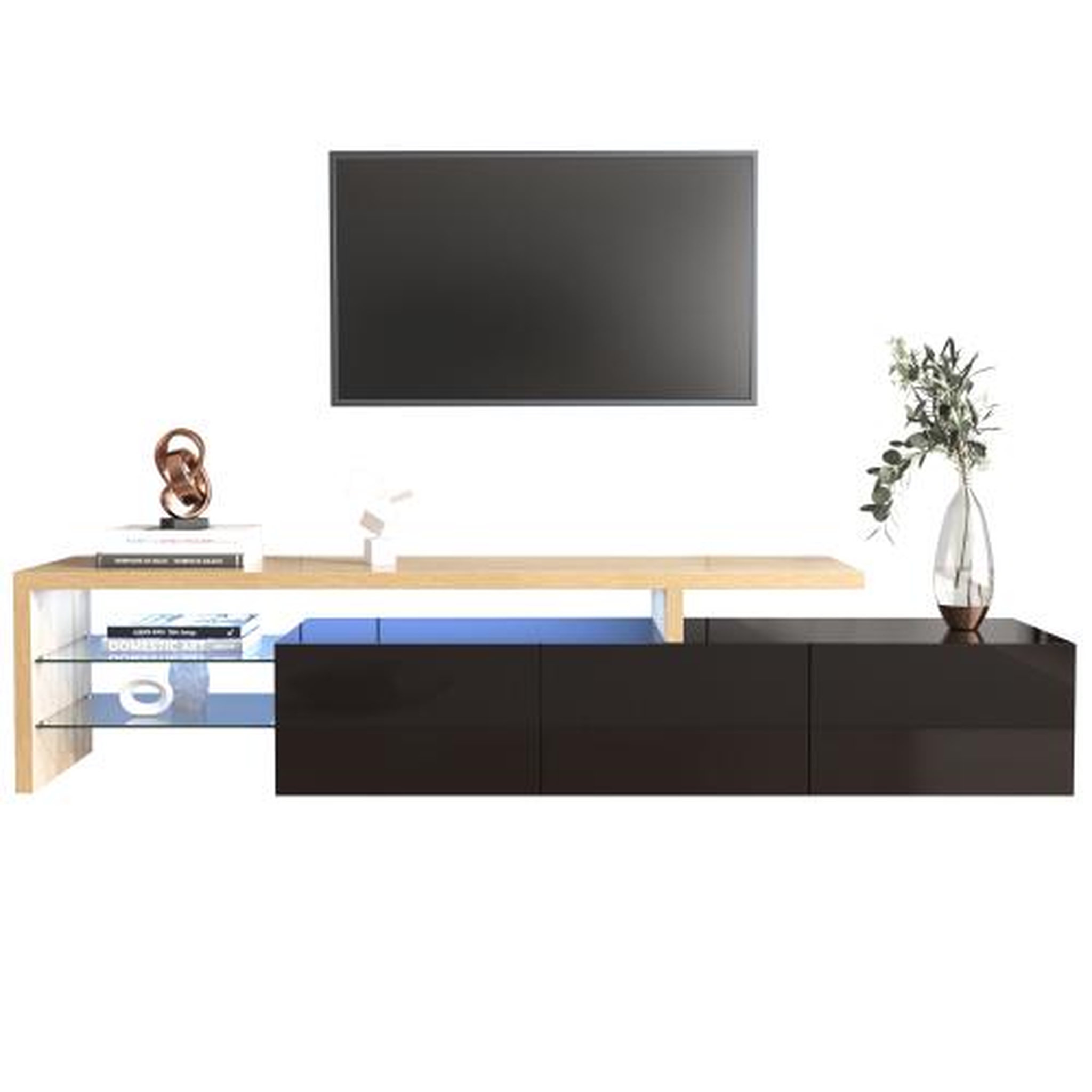 MERAX Meuble tv noir 197,5 cm led mdf