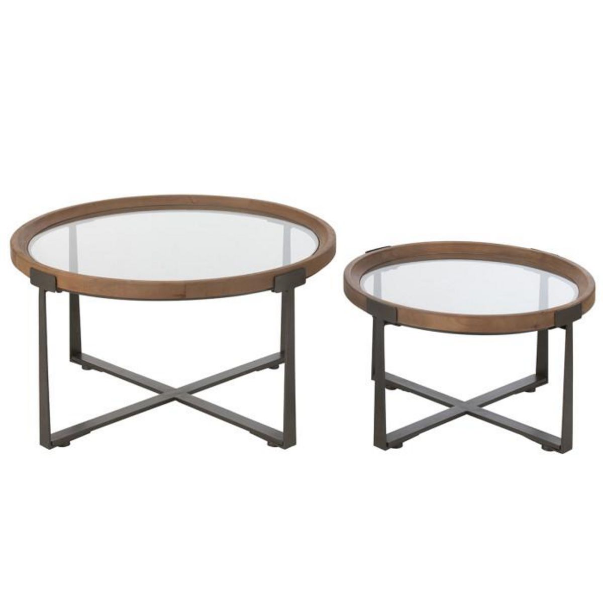 Paris Prix Lot de 2 Tables Basses en Verre  Luki  80cm Naturel