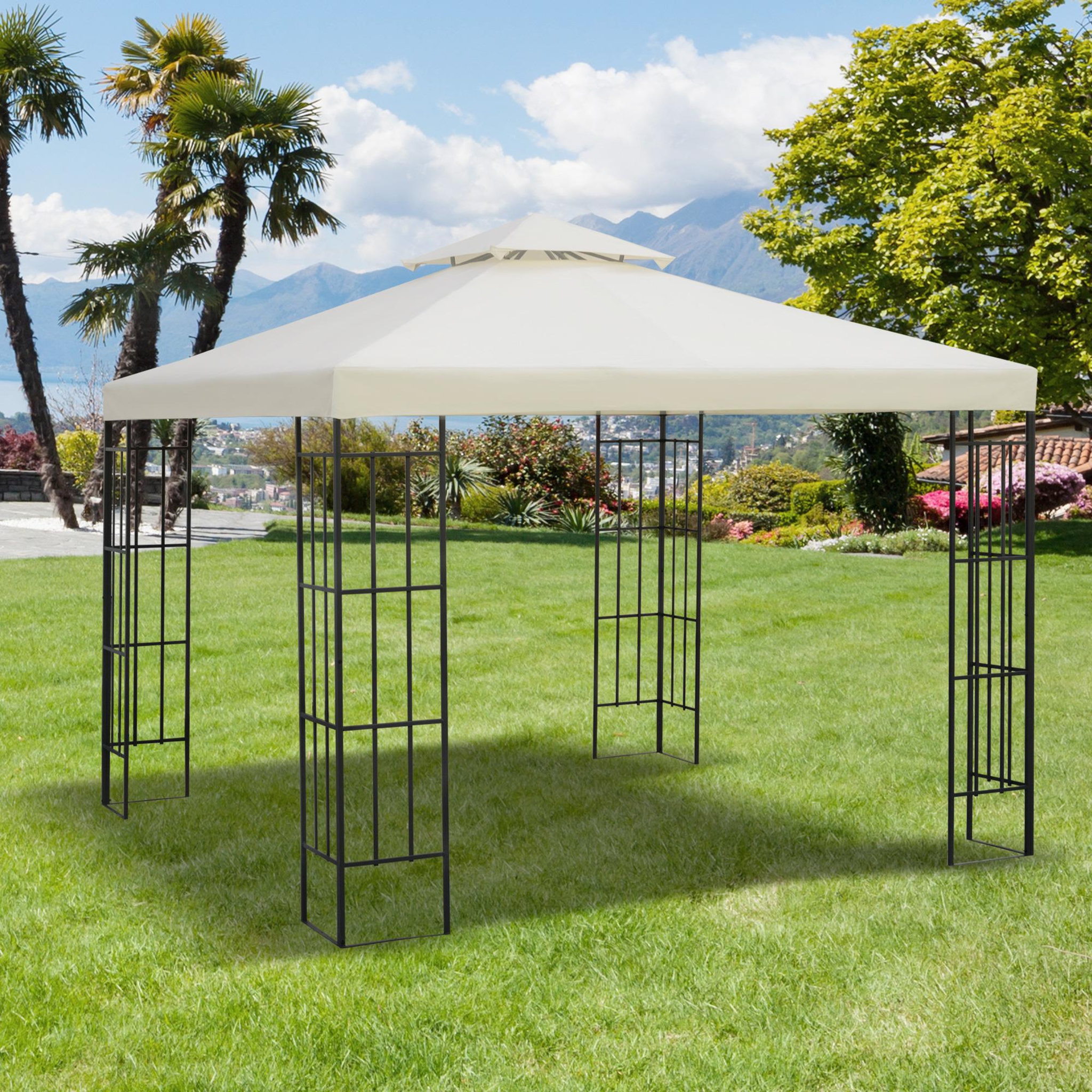 Voir la diapositive 2 : HOMCOM Toile de toit de rechange pour pavillon tonnelle tente 3x3m crème
