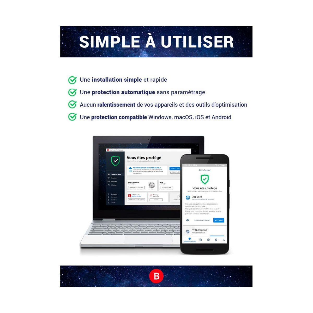 BITDEFENDER Logiciel antivirus et optimisation Total Security  - 2 ans - 10 postes