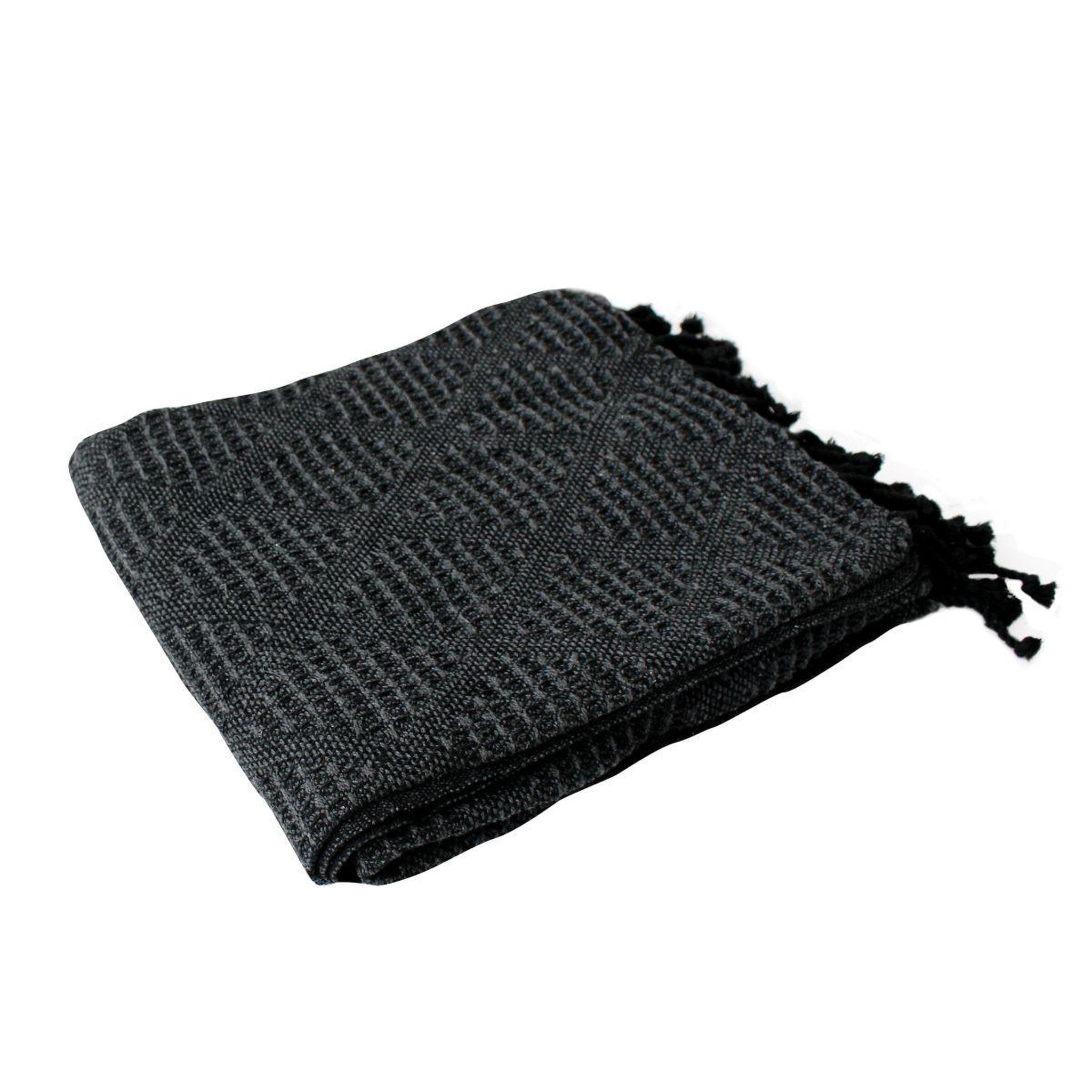 ENJOY HOME Plaid à franges en coton  dune  130x160cm gris foncé